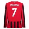 AC Milan Morata 7 Langermet Hjemme Fotballdrakt 2024 25