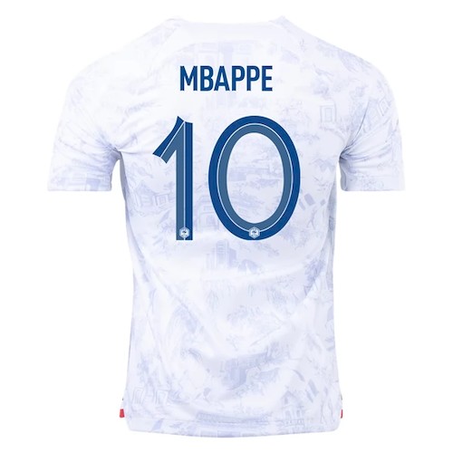 Frankrike Mbappé 10 Bortedrakt 2022 Offisiell Nike Drakt