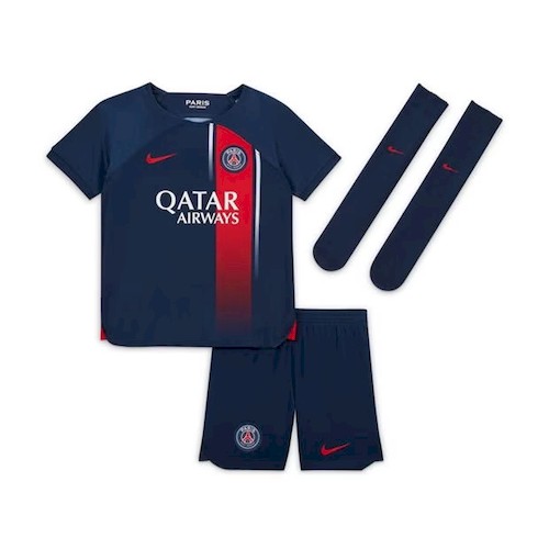 PSG Barn Hjemmedrakt 2023/2024 – Hvit med Blå og Røde Detaljer