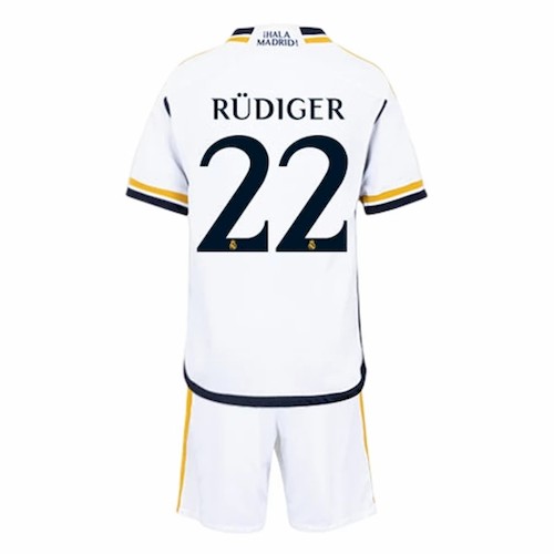 Real Madrid Rüdiger 22 Barn Hjemmedrakt 2023 2024 Hvit