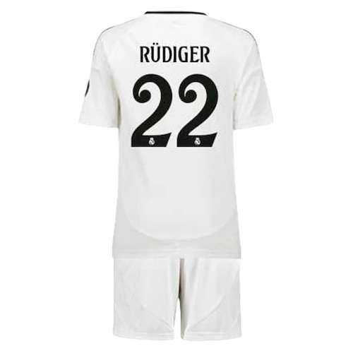 Real Madrid Rüdiger 22 Barn Hjemmedrakt 2024 2025 Hvit
