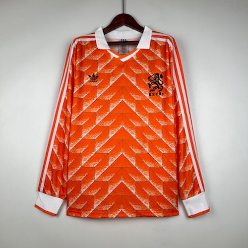 Retro Langermet Holland 1988 Hjemme Fotballdrakt